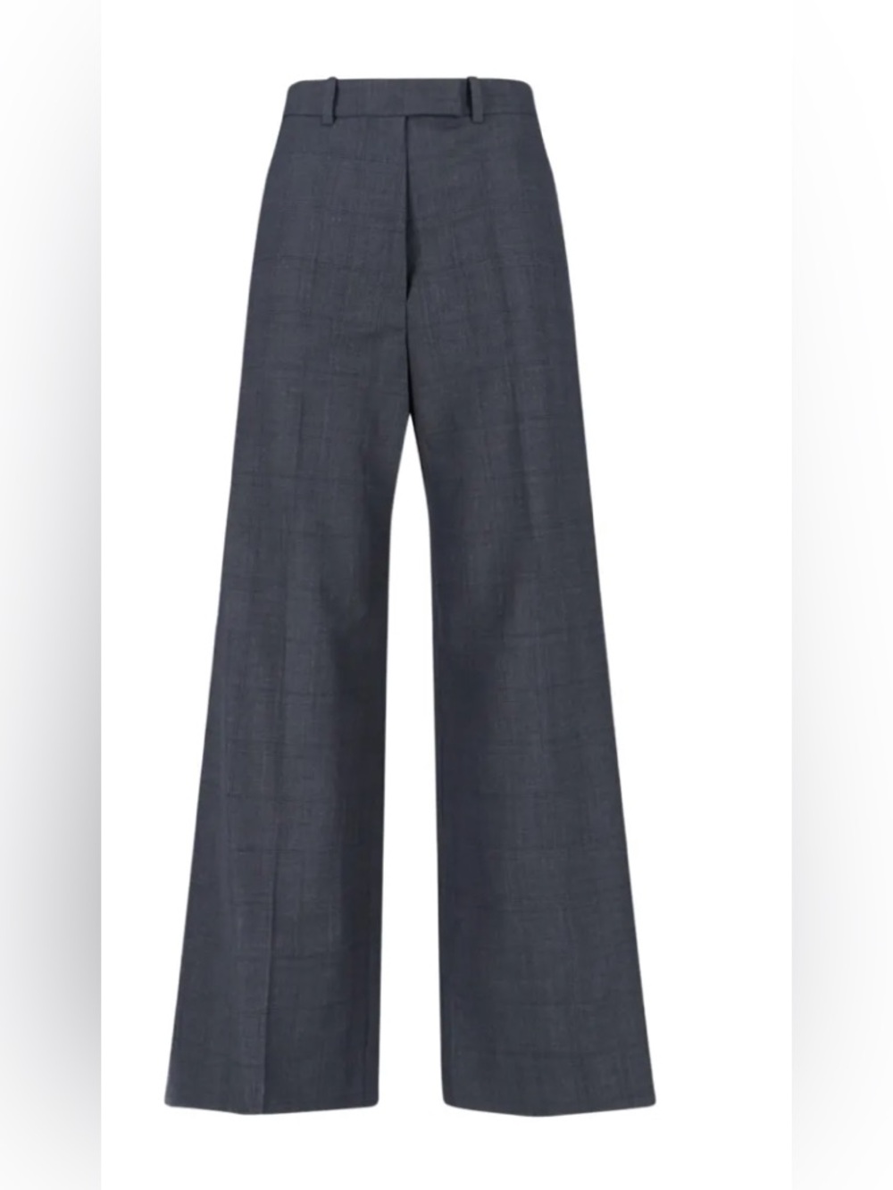 Frankie Shop Wide-Leg Plaid Trousers in Charcoal